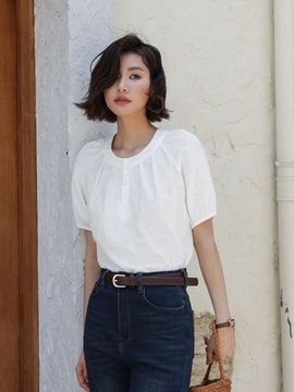 LANGSON Puff Sleeve White Blouse