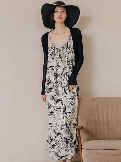 LANGSON Slim See Through Cardigan_Black