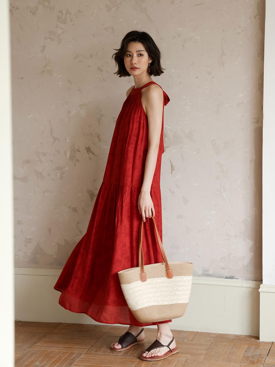 LANGSON Sling Halter Neck Dress [RED]