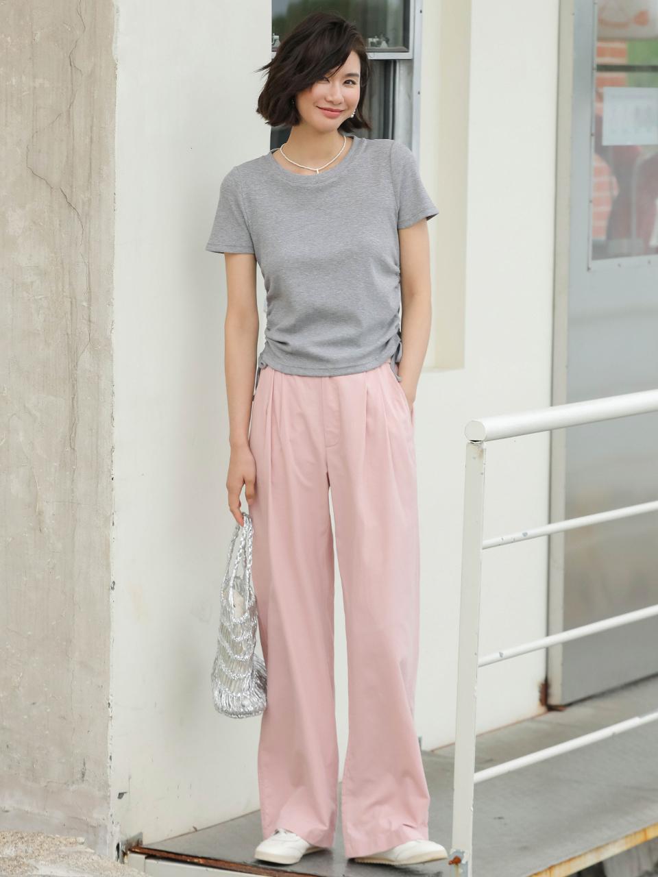 LANGSON Straight High-waisted Pants _ Pink