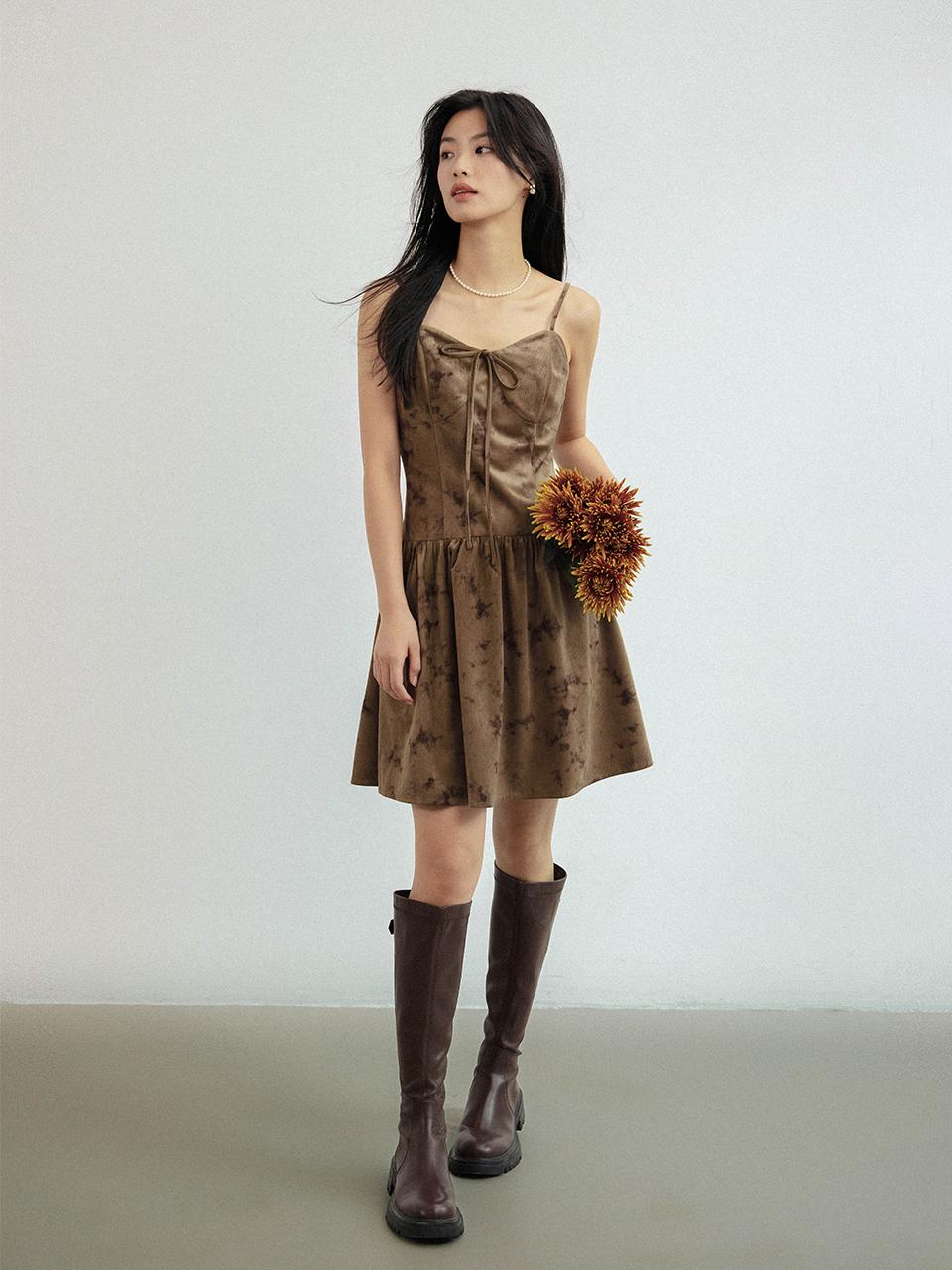 LANGSON Velvet Ribbon Slip Dress