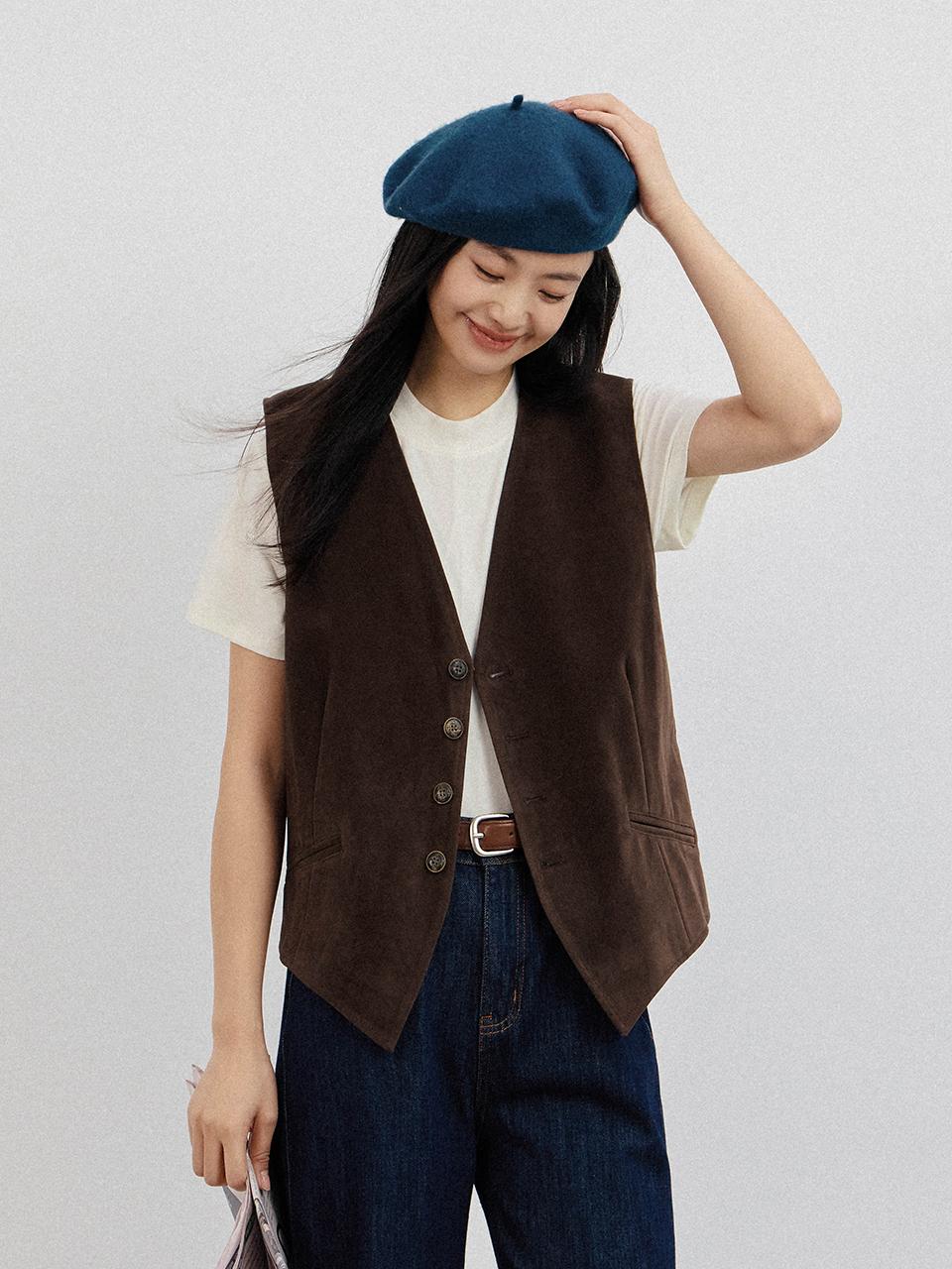 LANGSON Vintage Loose Fit Velvet Vest