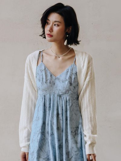 LANGSON White Wave Bolero Cardigan