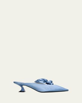 Lanvin 50mm Satin Bow Mule Pumps
