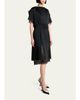 Lanvin Cap-Sleeve Studded Satin Paneled Midi Dress - 4