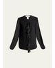 Lanvin Embroidered Ruffle Silk Georgette Long-Sleeve Blouse - 1