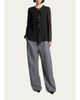 Lanvin Embroidered Ruffle Silk Georgette Long-Sleeve Blouse - 2