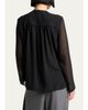 Lanvin Embroidered Ruffle Silk Georgette Long-Sleeve Blouse - 3