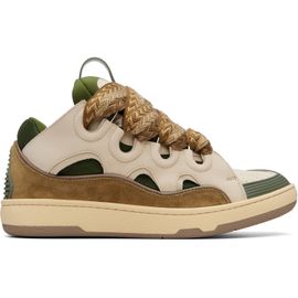 Lanvin Lanvin Beige & Khaki Curb Leather Sneakers