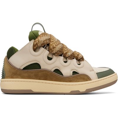 Lanvin Lanvin Beige & Khaki Curb Leather Sneakers