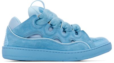 Lanvin Lanvin Blue Curb Monochrome Suede Sneakers