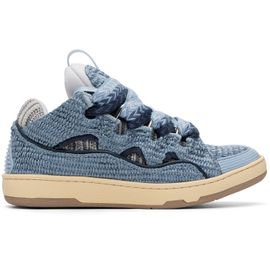 Lanvin Lanvin Blue Faux-Raffia Curb Sneakers