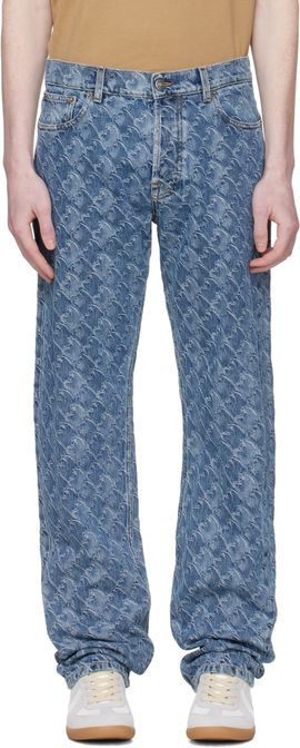 Lanvin Lanvin Blue Lunar Year Jacquard Jeans