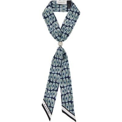 Lanvin Lanvin Blue Murano Print Silk Twilly Scarf