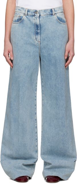 Lanvin Lanvin Blue Wide-Leg Cuffed Jeans