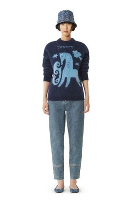 Lanvin Lanvin Blue Zipped Denim Pants