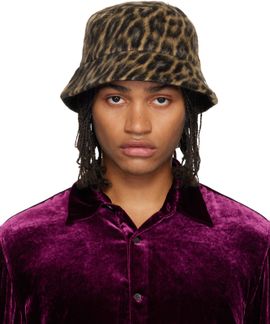 Lanvin Lanvin Brown Leopard Print Reversible Bucket Hat