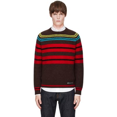 Lanvin Lanvin Brown Wool & Cashmere Striped Sweater