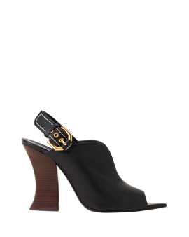 Lanvin Lanvin Buckle Arch Heeled Leather Mules