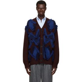 Lanvin Lanvin Burgundy Jacquard Oversized Cardigan