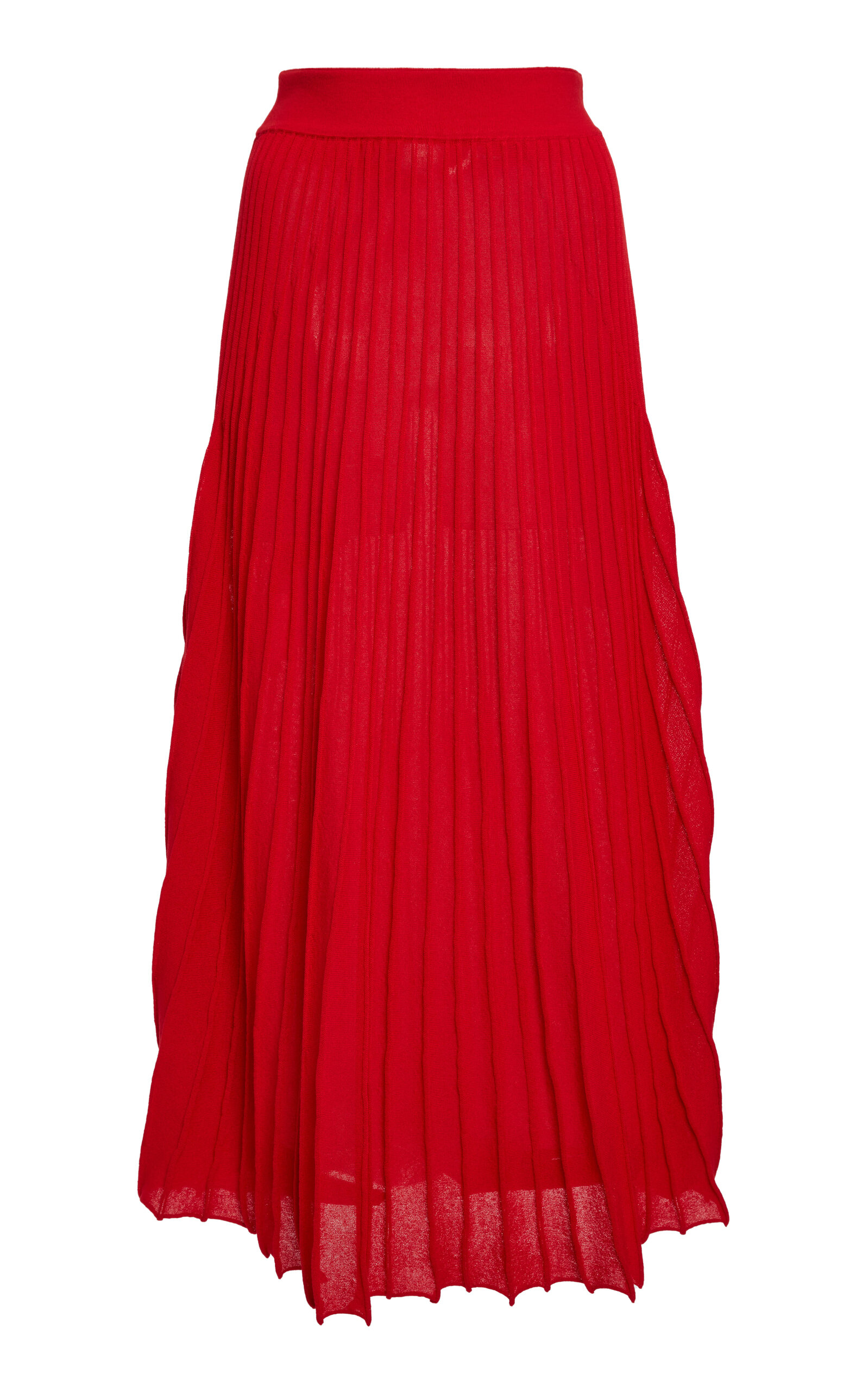 Lanvin Lanvin CottonSilk Pleated Knit Midi Skirt