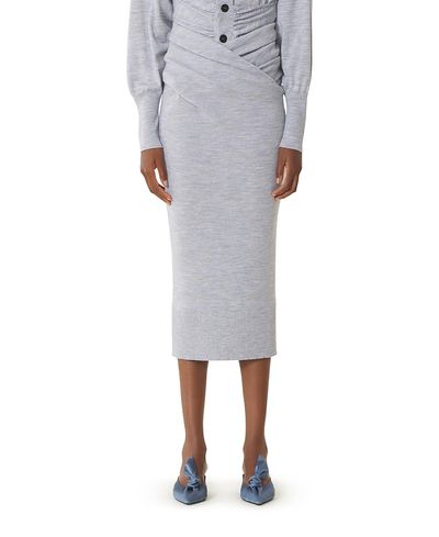 Lanvin Lanvin Draped Midi Skirt in Wool