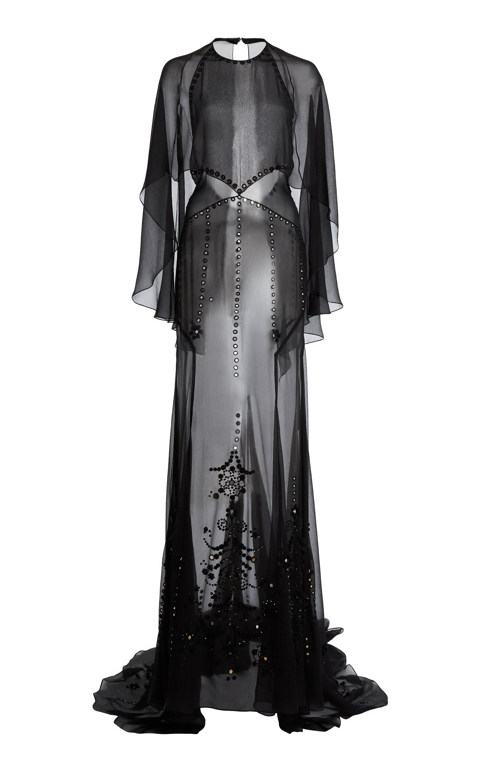 Lanvin Lanvin Embroidered SilkBlend Cape Gown
