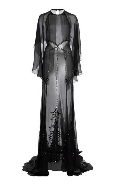 Lanvin Lanvin Embroidered SilkBlend Cape Gown