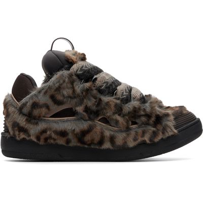 Lanvin Lanvin Gray Curb Faux Fur Sneakers