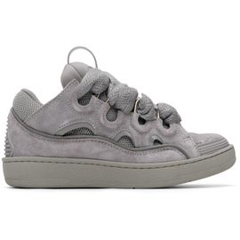Lanvin Lanvin Gray Monochrome Suede Curb Sneakers