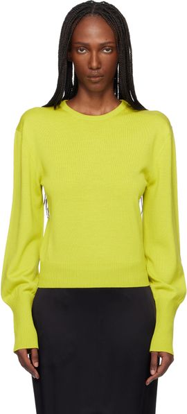 Lanvin Lanvin Green Wool Grosgrain Detail Sweater