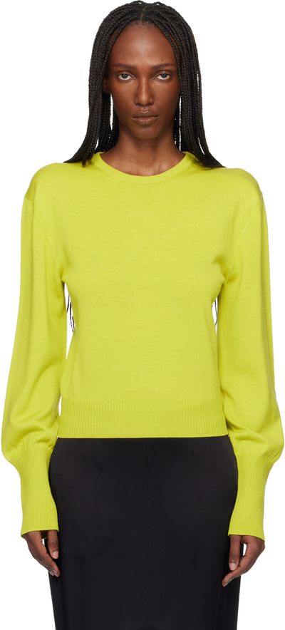 Lanvin Lanvin Green Wool Grosgrain Detail Sweater