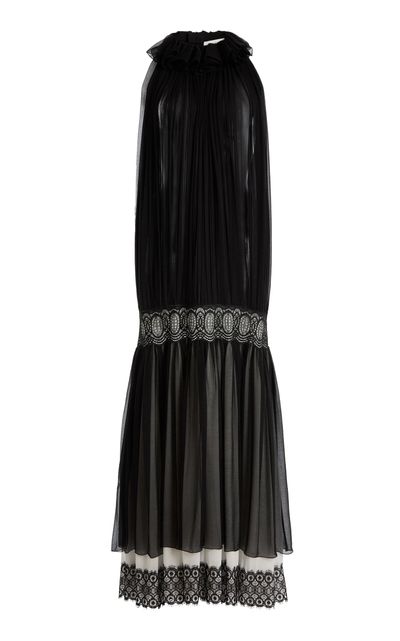 Lanvin Lanvin LaceDetail Silk Maxi Dress