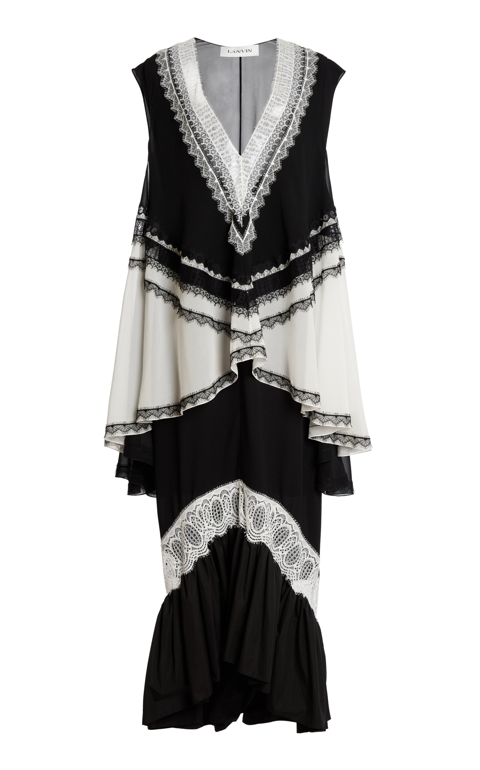Lanvin Lanvin Layered Ruffle Silk Maxi Dress
