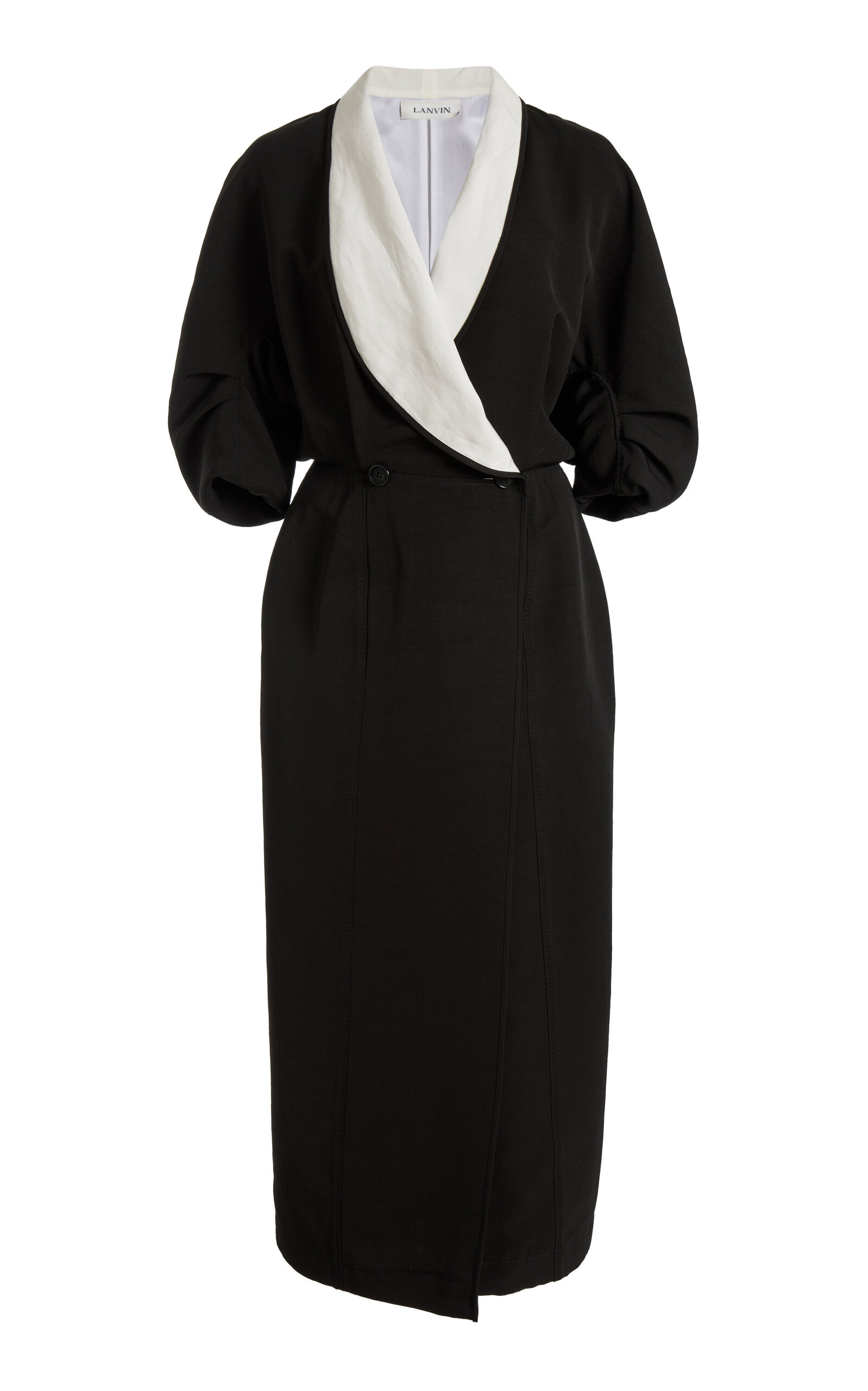 Lanvin Lanvin LinenBlend Shawl Coat Midi Dress