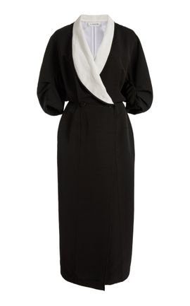 Lanvin Lanvin LinenBlend Shawl Coat Midi Dress