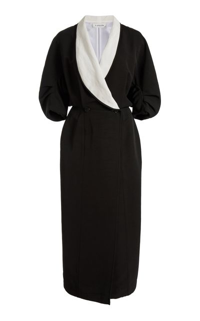 Lanvin Lanvin LinenBlend Shawl Coat Midi Dress