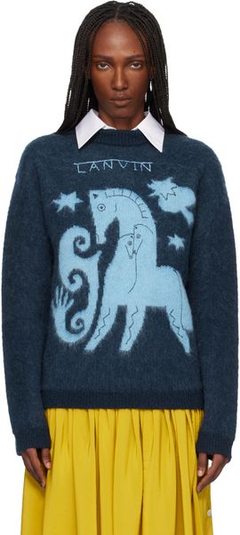 Lanvin Lanvin Navy Lunar Year Jacquard Mohair Sweater