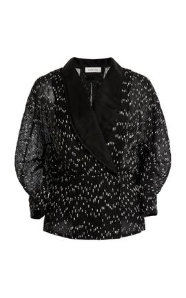 Lanvin Lanvin RoundShoulder Wrap CottonBlend Top