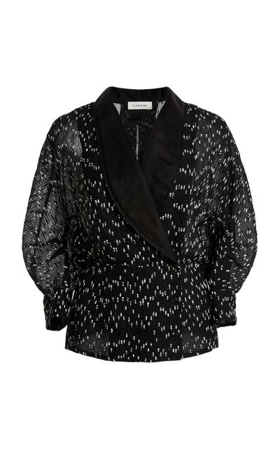 Lanvin Lanvin RoundShoulder Wrap CottonBlend Top