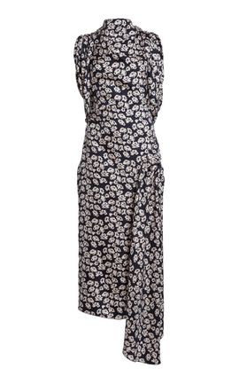 Lanvin Lanvin Silk HighNeck Wrap Midi Dress