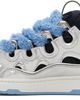 Lanvin Lanvin Silver & Blue Curb Metallic Leather With Mesh Laces Sneakers - 3