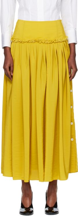 Lanvin Lanvin Yellow Basque Charmeuse Midi Skirt