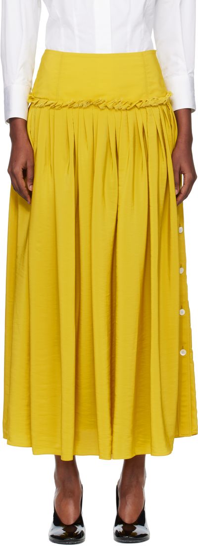 Lanvin Lanvin Yellow Basque Charmeuse Midi Skirt