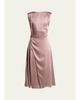 Lanvin Sleeveless Satin Butttoned Wrap Midi Dress - 1