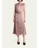 Lanvin Sleeveless Satin Butttoned Wrap Midi Dress - 2