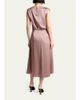 Lanvin Sleeveless Satin Butttoned Wrap Midi Dress - 3