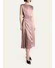 Lanvin Sleeveless Satin Butttoned Wrap Midi Dress - 4