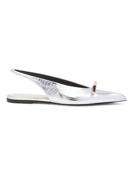 Lanvin Women's Bow Metallic Leather Slingback Flats