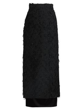 Lanvin Women's Metallic Fringed Wool-Blend Midi-Skirt